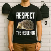 Respect The Hedgehog Cool Spiny Mammal Photo Graphic T-Shirt
