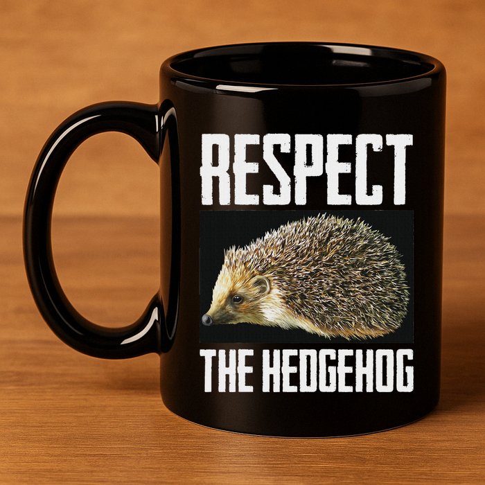 Respect The Hedgehog Cool Spiny Mammal Photo Graphic 11oz C Handle Ceramic Mug