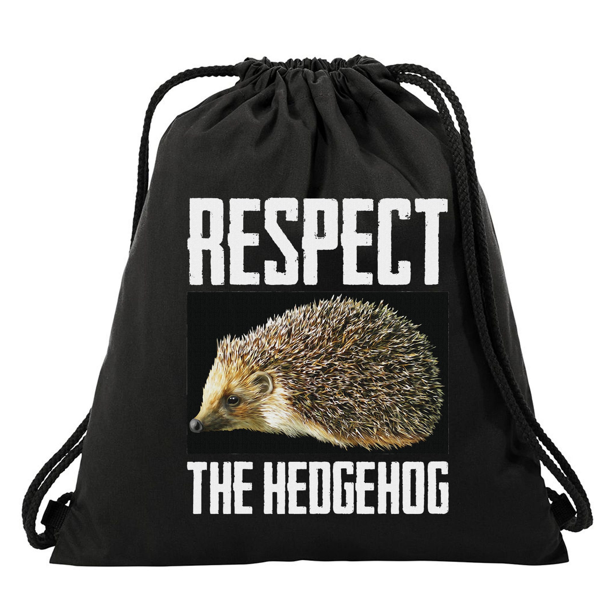 Respect The Hedgehog Cool Spiny Mammal Photo Graphic Drawstring Bag