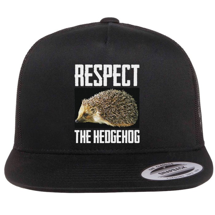 Respect The Hedgehog Cool Spiny Mammal Photo Graphic Flat Bill Trucker Hat