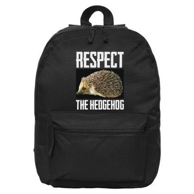 Respect The Hedgehog Cool Spiny Mammal Photo Graphic 16 in Basic Backpack