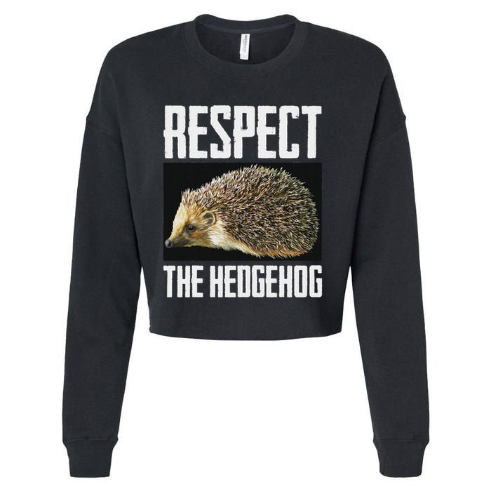 Respect The Hedgehog Cool Spiny Mammal Photo Graphic Cropped Pullover Crew