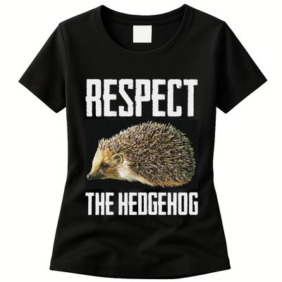 Respect The Hedgehog Cool Spiny Mammal Photo Graphic Womens T-Shirt