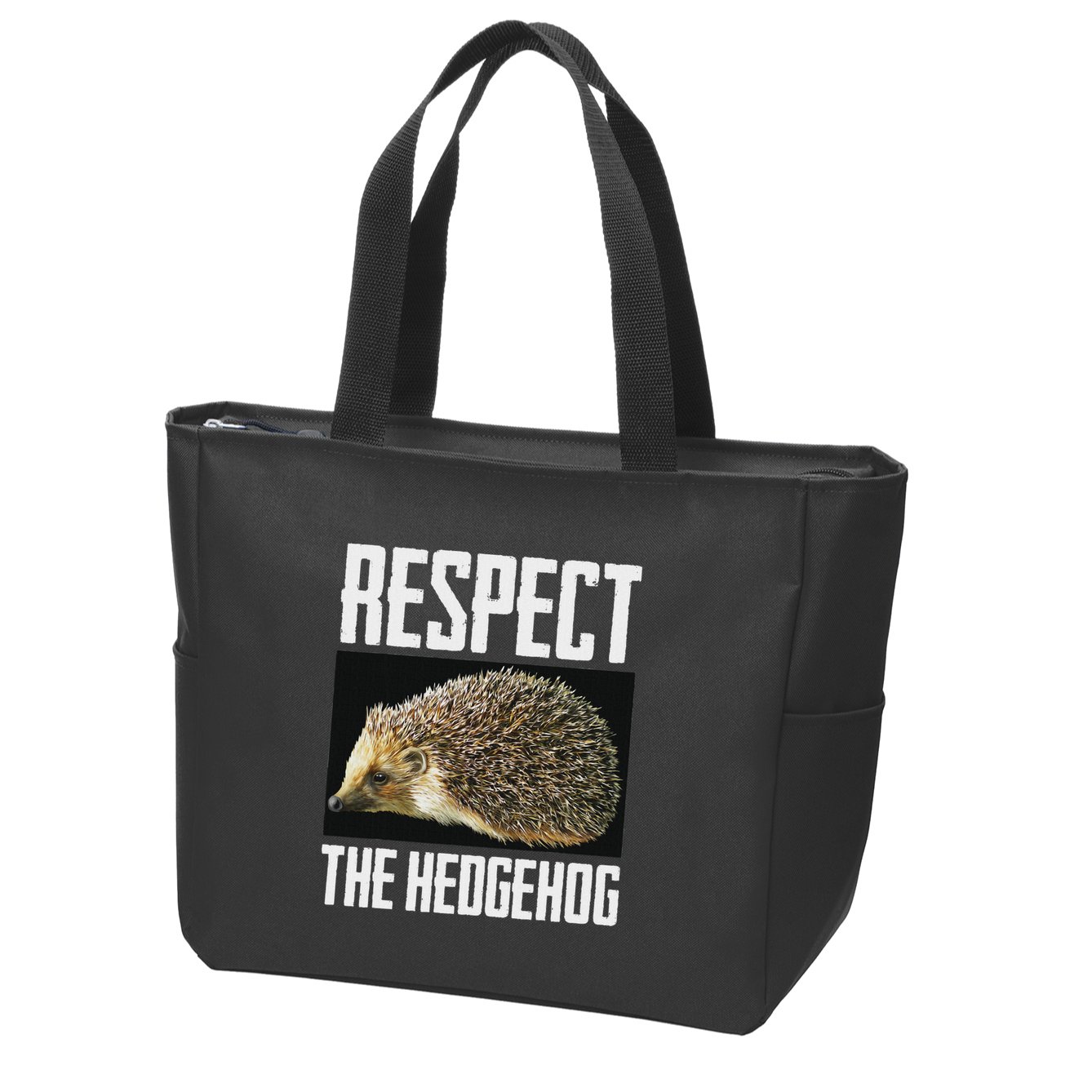 Respect The Hedgehog Cool Spiny Mammal Photo Graphic Zip Tote Bag
