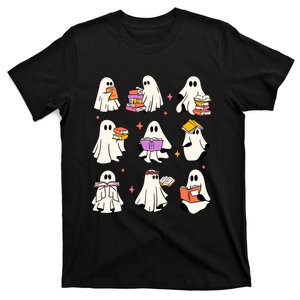 Retro Teacher Halloween Ghost Read More Books Teacher T-Shirt