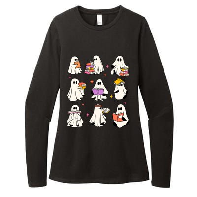 Retro Teacher Halloween Ghost Read More Books Teacher Womens CVC Long Sleeve Shirt