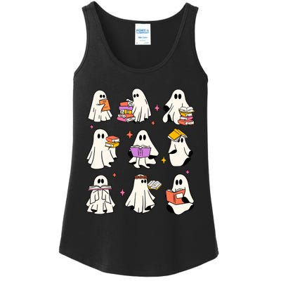 Retro Teacher Halloween Ghost Read More Books Teacher Ladies Essential Tank