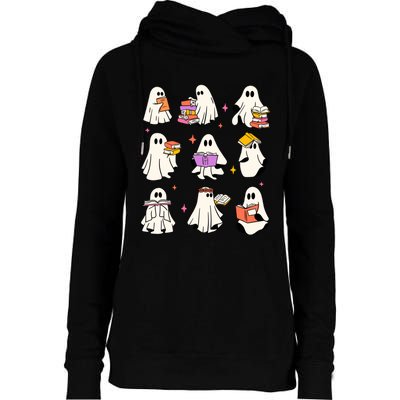 Retro Teacher Halloween Ghost Read More Books Teacher Womens Funnel Neck Pullover Hood