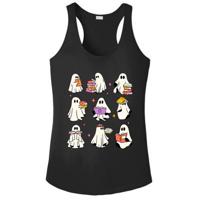 Retro Teacher Halloween Ghost Read More Books Teacher Ladies PosiCharge Competitor Racerback Tank