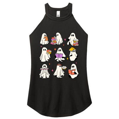 Retro Teacher Halloween Ghost Read More Books Teacher Women's Perfect Tri Rocker Tank