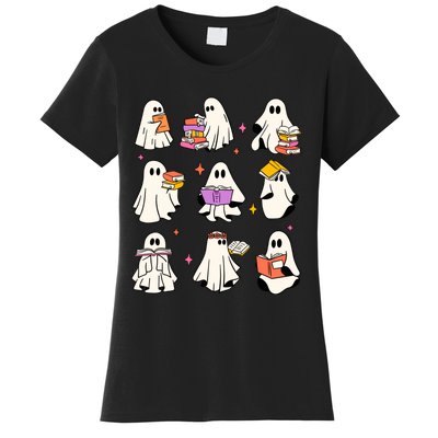 Retro Teacher Halloween Ghost Read More Books Teacher Women's T-Shirt