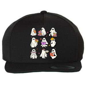 Retro Teacher Halloween Ghost Read More Books Teacher Wool Snapback Cap