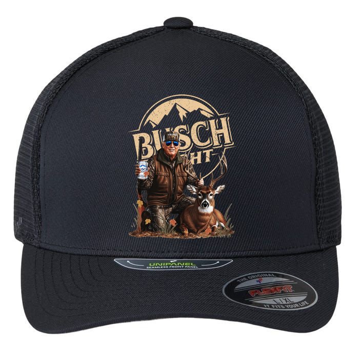 Retro Trump Hunting Deer Funny Beer Drinking Beer Hunting Flexfit Unipanel Trucker Cap