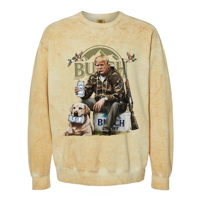 Retro Trump Hunting Deer Funny Beer Drinking Hunting On Back Colorblast Crewneck Sweatshirt