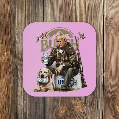 Retro Trump Hunting Deer Funny Beer Drinking Hunting On Back Coaster