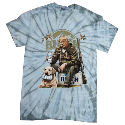 Retro Trump Hunting Deer Funny Beer Drinking Hunting On Back Tie-Dye T-Shirt