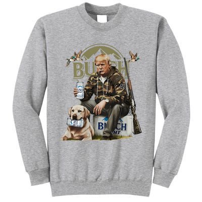 Retro Trump Hunting Deer Funny Beer Drinking Hunting On Back Tall Sweatshirt