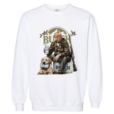 Retro Trump Hunting Deer Funny Beer Drinking Hunting On Back Garment-Dyed Sweatshirt