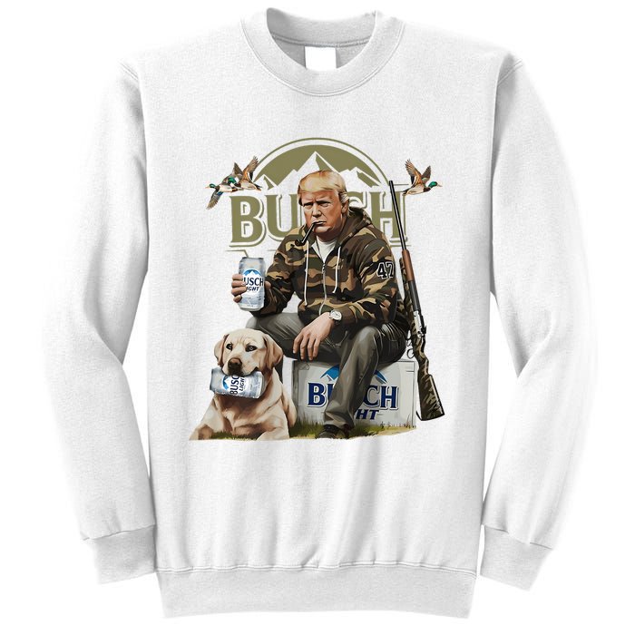 Retro Trump Hunting Deer Funny Beer Drinking Hunting On Back Sweatshirt