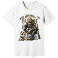 Retro Trump Hunting Deer Funny Beer Drinking Hunting On Back Premium T-Shirt