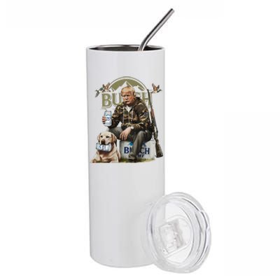 Retro Trump Hunting Deer Funny Beer Drinking Hunting On Back Stainless Steel Tumbler