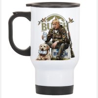 Retro Trump Hunting Deer Funny Beer Drinking Hunting On Back Stainless Steel Travel Mug