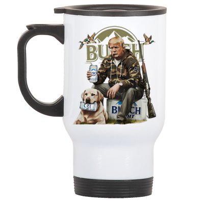 Retro Trump Hunting Deer Funny Beer Drinking Hunting On Back Stainless Steel Travel Mug