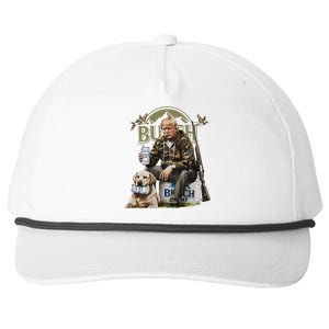 Retro Trump Hunting Deer Funny Beer Drinking Hunting On Back Snapback Five-Panel Rope Hat