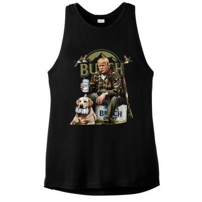 Retro Trump Hunting Deer Funny Beer Drinking Hunting Ladies PosiCharge Tri-Blend Wicking Tank