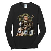 Retro Trump Hunting Deer Funny Beer Drinking Hunting Tall Long Sleeve T-Shirt