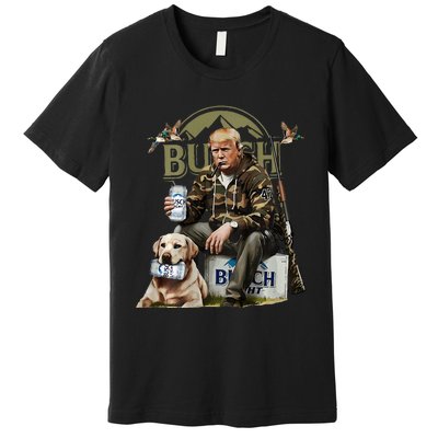 Retro Trump Hunting Deer Funny Beer Drinking Hunting Premium T-Shirt