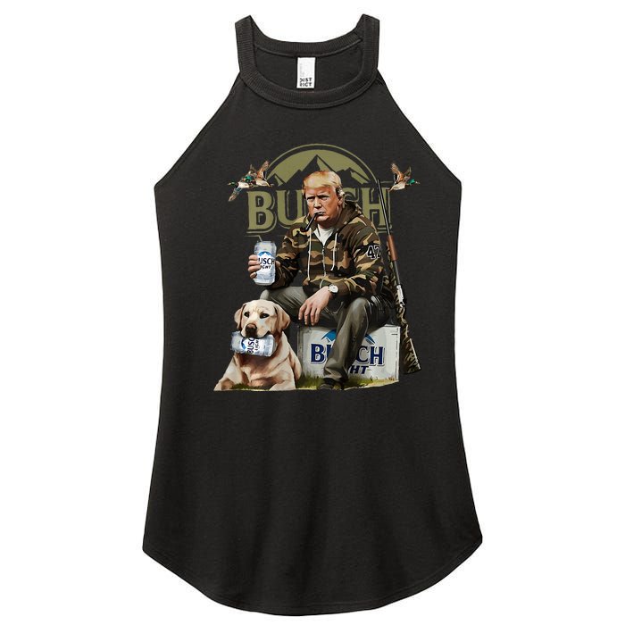 Retro Trump Hunting Deer Funny Beer Drinking Hunting Women's Perfect Tri Rocker Tank