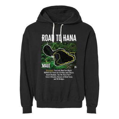 Road To Hana Map Maui Island Surfing Hawaiian Beach Summer Garment-Dyed Fleece Hoodie