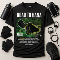 Road To Hana Map Maui Island Surfing Hawaiian Beach Summer Performance Shirt