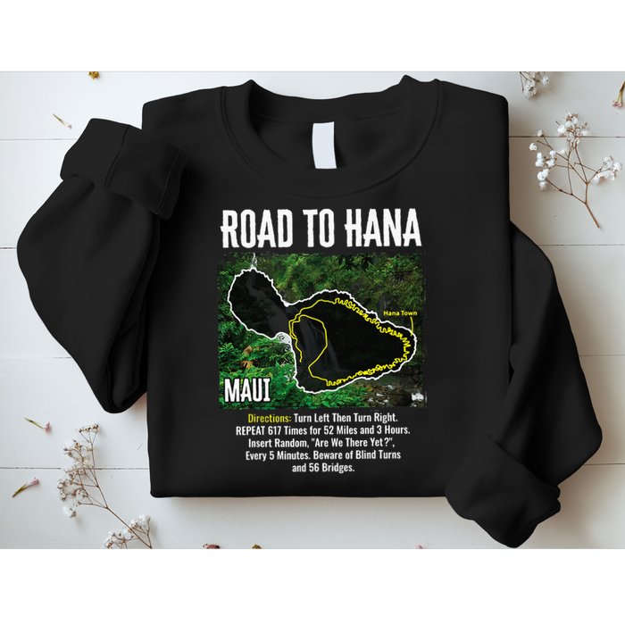 Road To Hana Map Maui Island Surfing Hawaiian Beach Summer Sweatshirt
