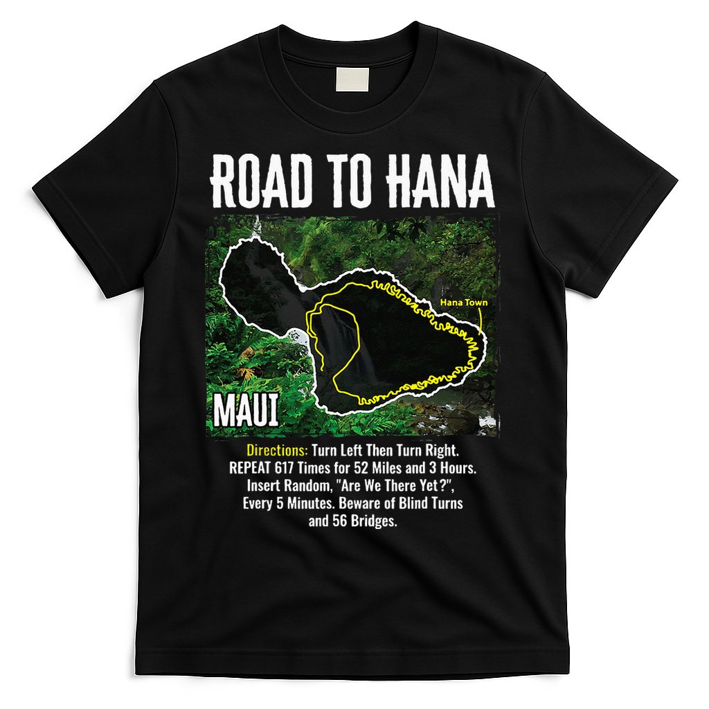Road To Hana Map Maui Island Surfing Hawaiian Beach Summer T-Shirt