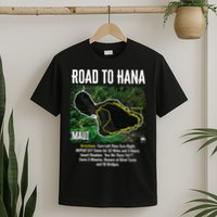 Road To Hana Map Maui Island Surfing Hawaiian Beach Summer T-Shirt