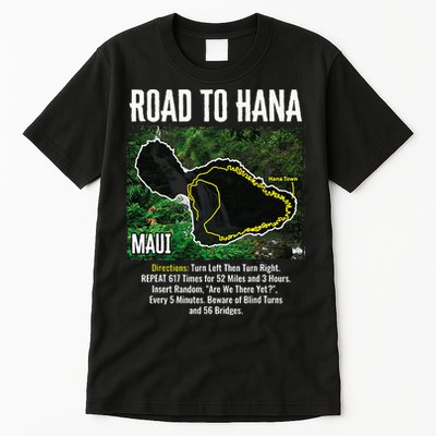 Road To Hana Map Maui Island Surfing Hawaiian Beach Summer Tall T-Shirt