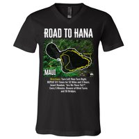Road To Hana Map Maui Island Surfing Hawaiian Beach Summer V-Neck T-Shirt