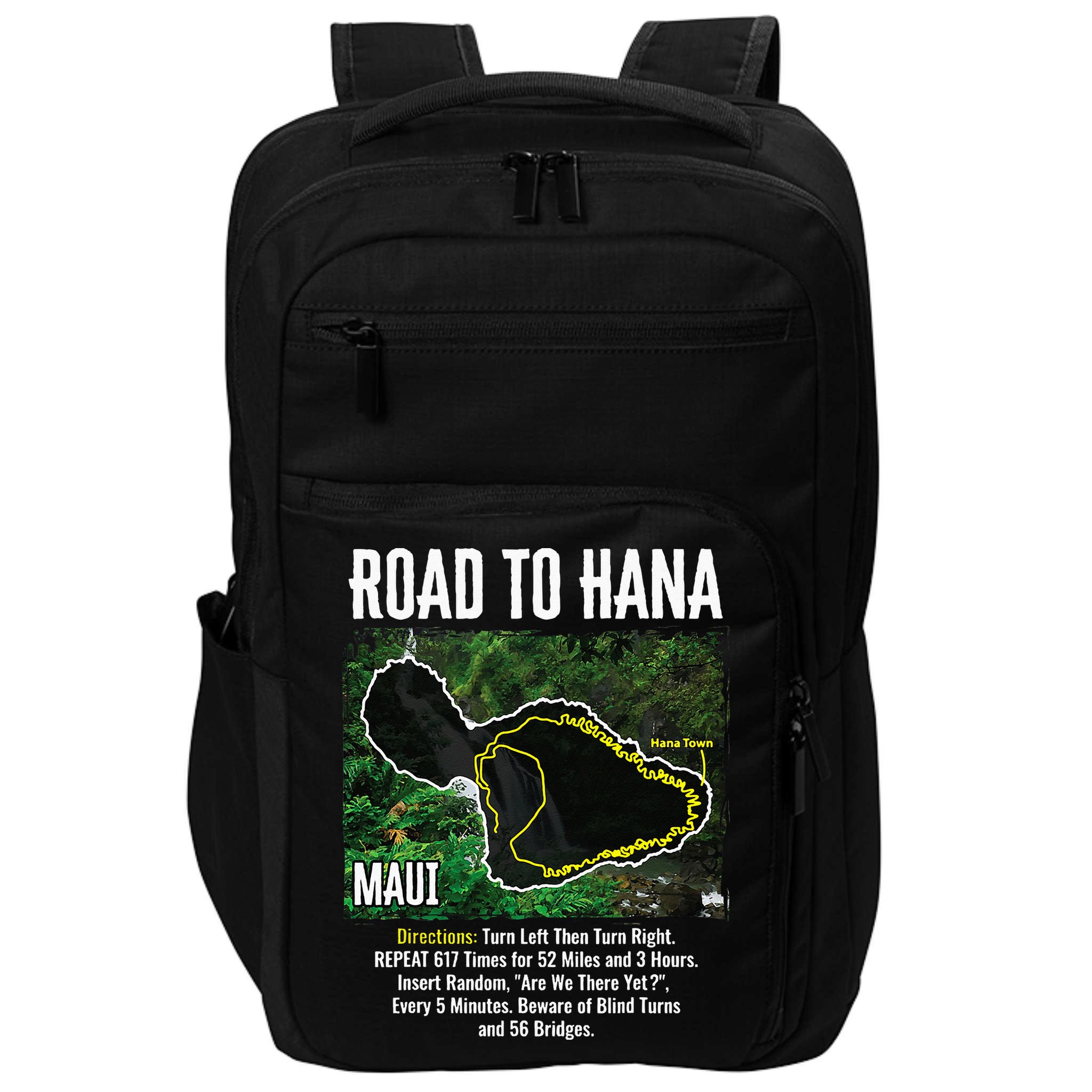 Road To Hana Map Maui Island Surfing Hawaiian Beach Summer Impact Tech Backpack