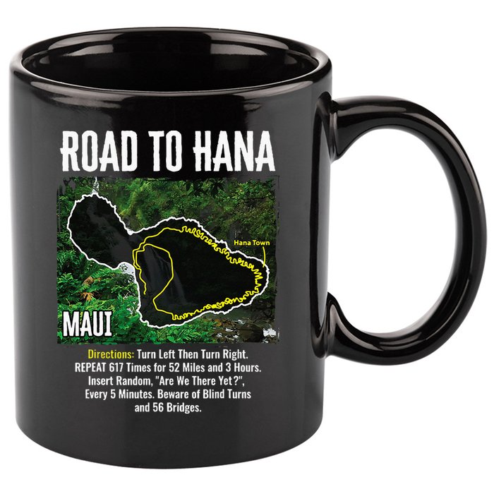 Road To Hana Map Maui Island Surfing Hawaiian Beach Summer 11oz C Handle Ceramic Mug