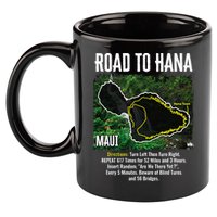 Road To Hana Map Maui Island Surfing Hawaiian Beach Summer 11oz C Handle Ceramic Mug