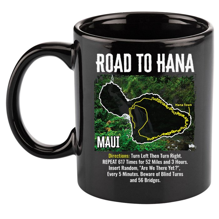 Road To Hana Map Maui Island Surfing Hawaiian Beach Summer 11oz C Handle Ceramic Mug