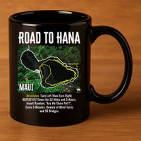 Road To Hana Map Maui Island Surfing Hawaiian Beach Summer 11oz C Handle Ceramic Mug