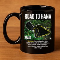 Road To Hana Map Maui Island Surfing Hawaiian Beach Summer 11oz C Handle Ceramic Mug