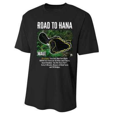 Road To Hana Map Maui Island Surfing Hawaiian Beach Summer Performance Sprint T-Shirt