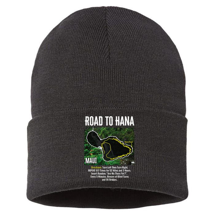 Road To Hana Map Maui Island Surfing Hawaiian Beach Summer Sustainable Knit Beanie