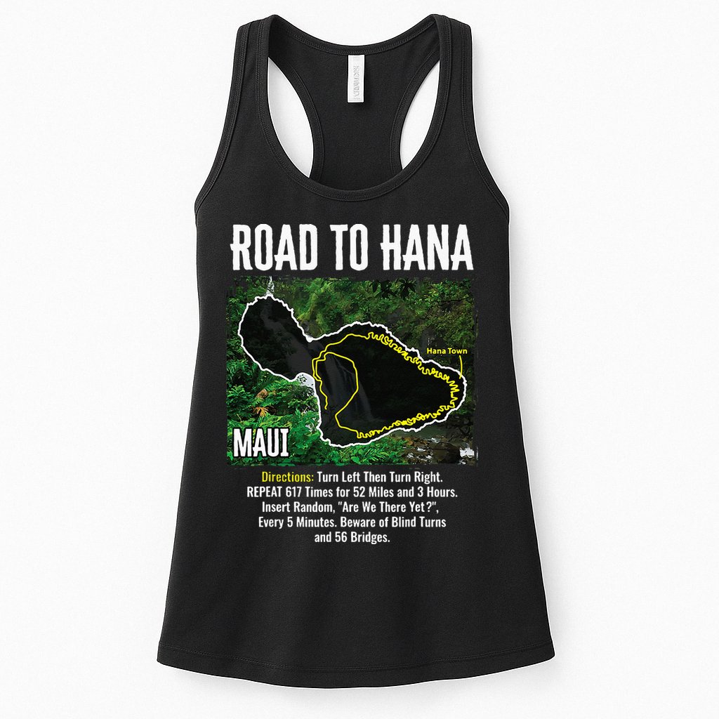 Road To Hana Map Maui Island Surfing Hawaiian Beach Summer Womens Tank Top