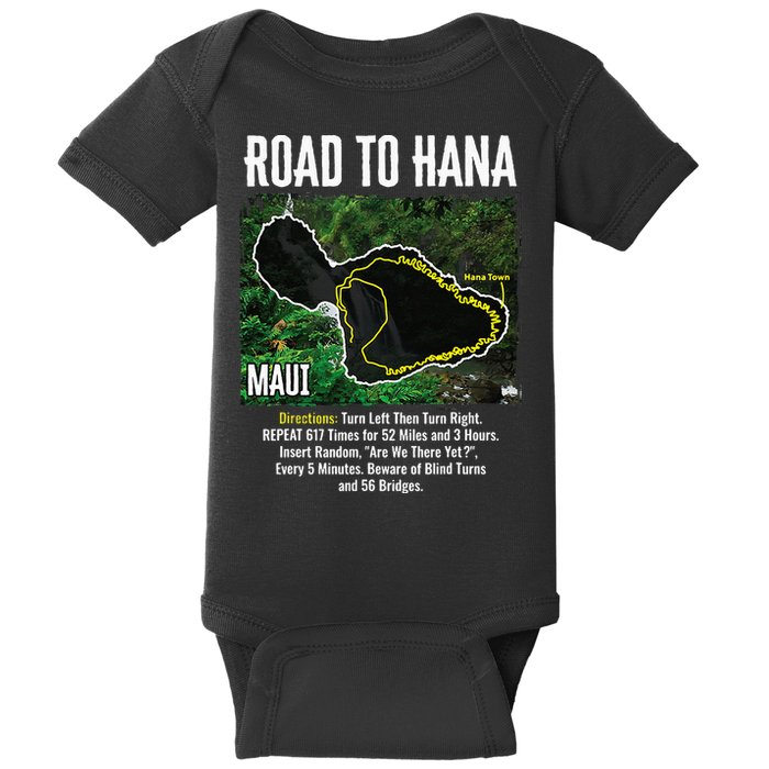 Road To Hana Map Maui Island Surfing Hawaiian Beach Summer Baby Bodysuit