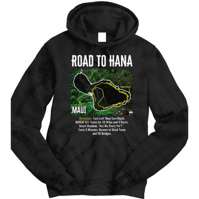 Road To Hana Map Maui Island Surfing Hawaiian Beach Summer Tie Dye Hoodie